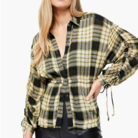 Free People Pacific Dawn drawstring plaid top - Picture 8 of 10